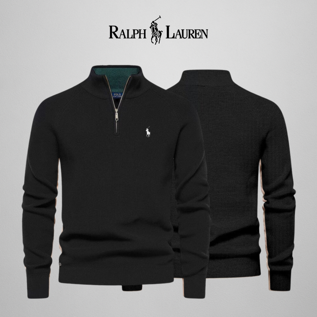 R&L | Zip Cable-Knit Wool Knit Sweater