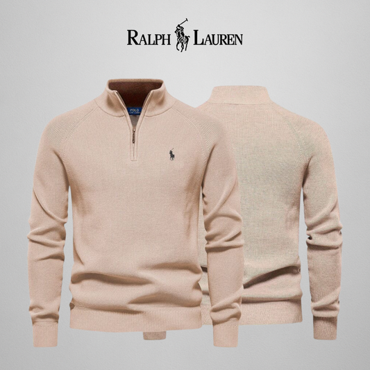 R&L | Zip Cable-Knit Wool Knit Sweater